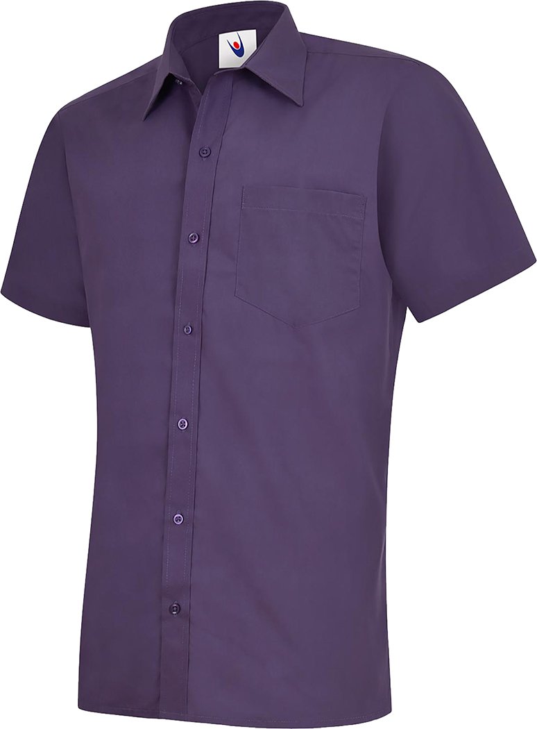 Shoppersbay Uneek Uc710 Mens Poplin Half Sleeve Shirt Purple 19.5