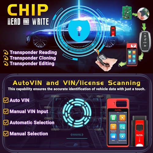 Autel MaxiIM KM100 Auto Key Fob Programming Car Key Programmer Tools Key Creation IMMO Learning Chip Read Write Clone Includes 2pcs Programmable for All Vehicles Lite of IM508 S IM608 PRO II