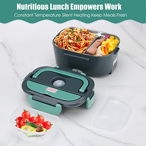 Kabbas Electric Lunch Box Food Heater With 2 Compartments 70W Leakproof Portable Food Warmer Lunch Box For Adults Car Truck Work, 12/24V&110V Self Heating Lunch Box With 1.5L Removable Container #TOP6