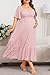 Women Light Pink Plus Size Dress Floral Maternity Easter Spring Baby Shower Short Ruffle Sleeve Pocket Tiered Maxi Dress