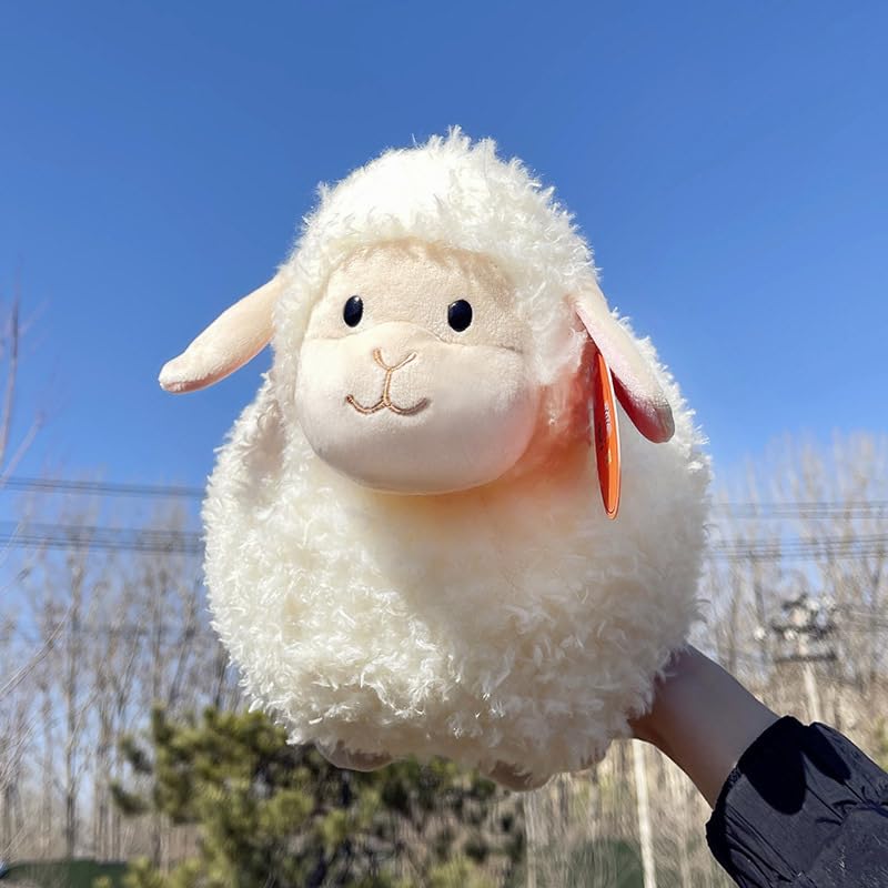 Kawaii Oveja Peluche Juguete Lindo Cordero Suave Relleno Almohada de Peluche Juguete de Decoración de Habitación de Muñecas para Niños/Niñas Regalo de Cumpleaños 45cm Blanco