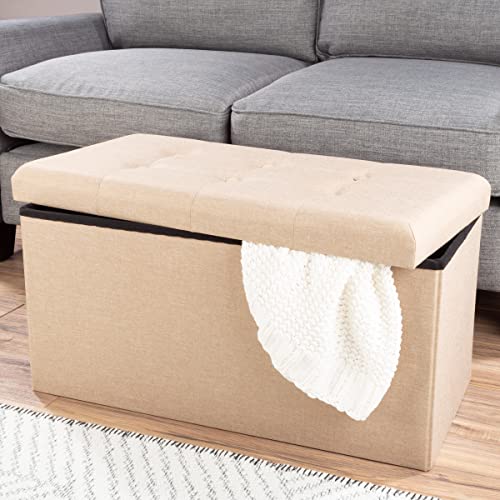 image for Lavish Home Folding Storage Bench Ottoman– 30” Tufted Foam Padded 