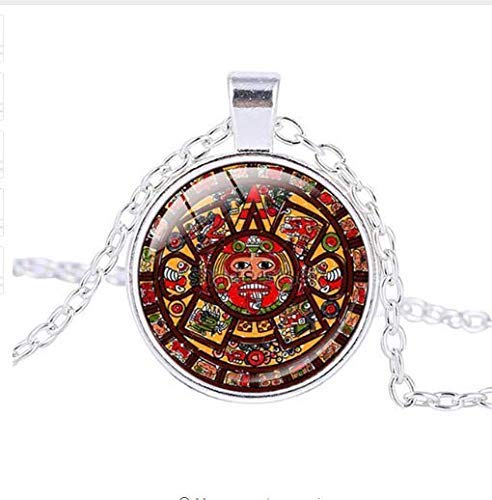 Preisvergleich Produktbild Aztekenkalender Halskette Sonnenstein Anhänger Aztekenkalender Schmuck Kunst Glas Anhänger Liebhaber Halskette Schmuck