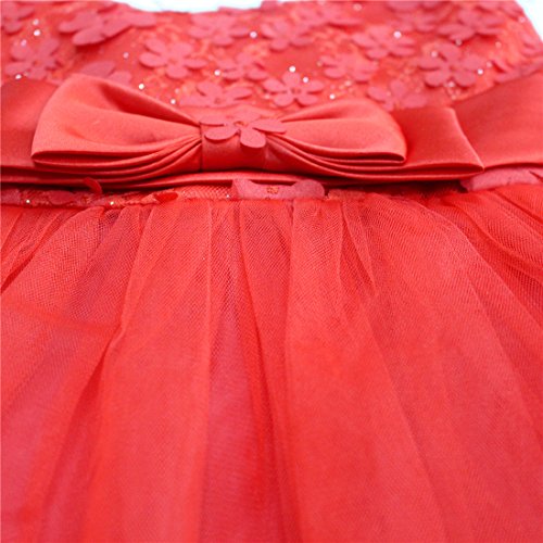 Flower Girl Lace Dresses Pageant Party Baby Sleeveless Floral Baptism Dress Ball Gown For Wedding Sundress Summer Tank Knee Kids Tutu Special Fancy Tops Formal Size 2T-3T (Red, 4) #TOP4