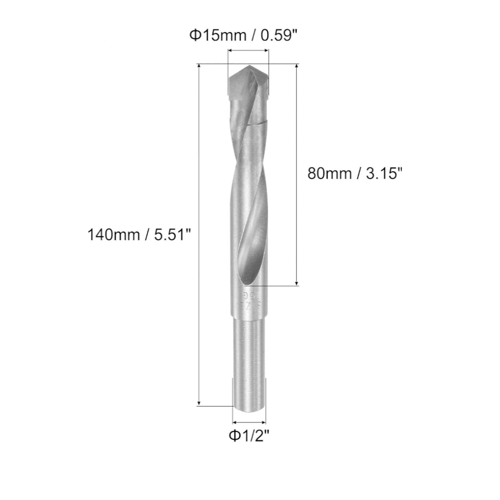 TOP-VIGOR 15mm Reduced Shank Twist Drill Bits, 1/2 Inch Shank Carbide Drilling Bits for Metal Stainless Steel, Aluminium, Wood, Plastic - Image 2