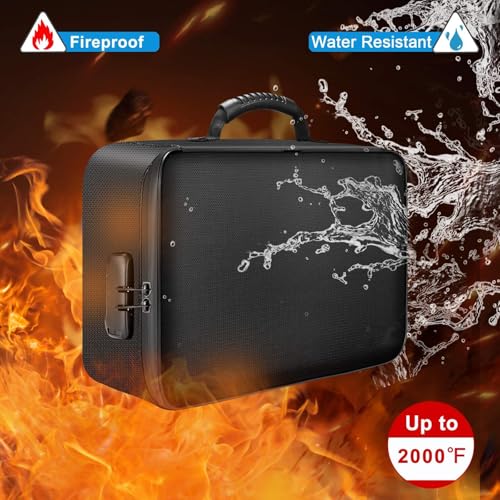 Caja de documentos ignífuga con cerradura y doble cremallera impermeable 4