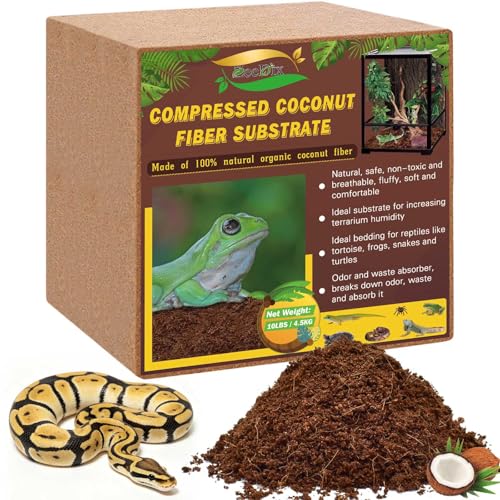 Image of ZeeDix 10LBS Coconut Fiber Substrate, Premium Coco Coir Reptile Substrate | 100% Coconut Husk Terrarium Bedding for Reptiles, Tortoise, Bearded Dragon, Gecko, Snake, Hermit Crabs, Frogs, Tarantula