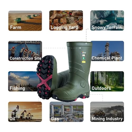 Image of Mens Heavy Duty PU Rubber Work Boots With Composite Toe Insulated Mining Boots ASTM F2413-18 Acid & Oil Resistant