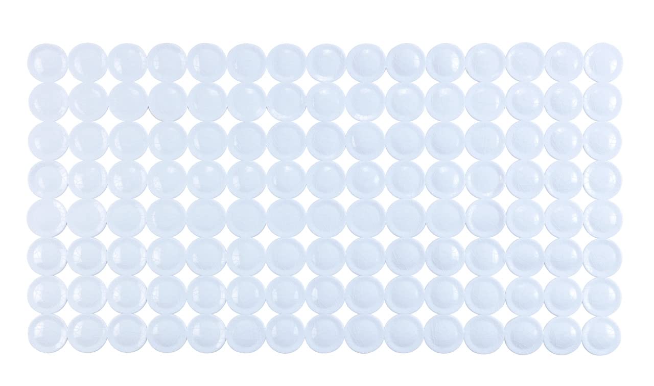 WENKO Belem, Non-Slip Bath Mat with Suction Cups, Geometric Circles Bath Mat for All Standard Bathtubs, Made of Durable Plastic, 67.5 x 36 cm, White