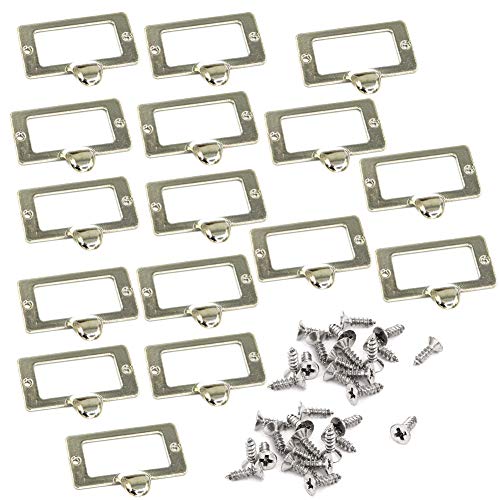 16 Pieces 59 X 45Mm Office Library File Drawer Cabinet Card Tag Label Holder Drawer Pull With Screws Metal Pull Card Label Frames Holders Tag Pull Cabinet Frame Handle, Silver Tone #TOP22