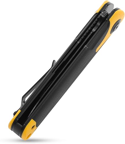 Miniatura 6 de Sitivien ST158 - Cuchillo de bolsillo plegable, chapado en titanio, hoja de acero DC53 lavado a la piedra negra con mango G10, cuchillo de