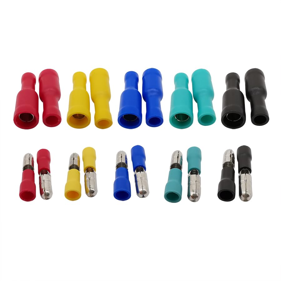 100Pcs/Box Male Female Insulated Wire Connectors Crimp Terminal Assorted Kit for 22~16AWG Wiring