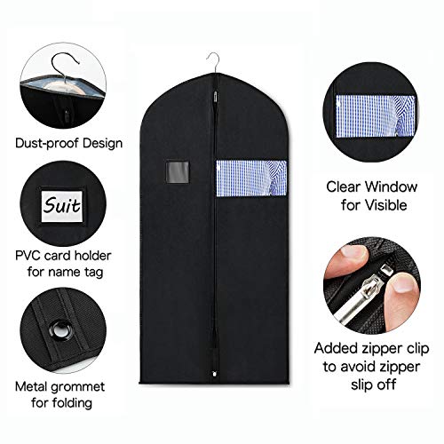 Zilink Garment Bag Suit Bags for Men Closet Storage 8pcs with Clear Window Dust Proof Dress Cover Bags for Suit, Coat, Jacket, Dress Clothes Storage