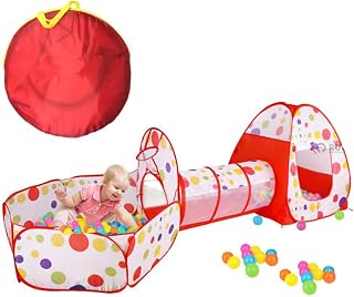 Barraca Infantil 3 Em 1 Bolinhas Vermelha Linda Toca Túnel Cesta Basquete Barraca Infantil Para Meninos E Meninas, Presente Para Meninos E Meninas, Brinquedoteca Para Casa Ao Ar Livre