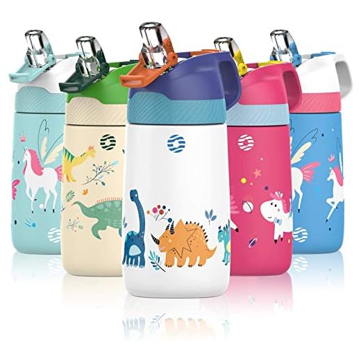 FJbottle Botella de Agua con Pajita Acero Inoxidable 350ml, Aislamiento de Vacío de Doble Pared, Botellas de Frío/Caliente, sin bpa Botella Reutilizable