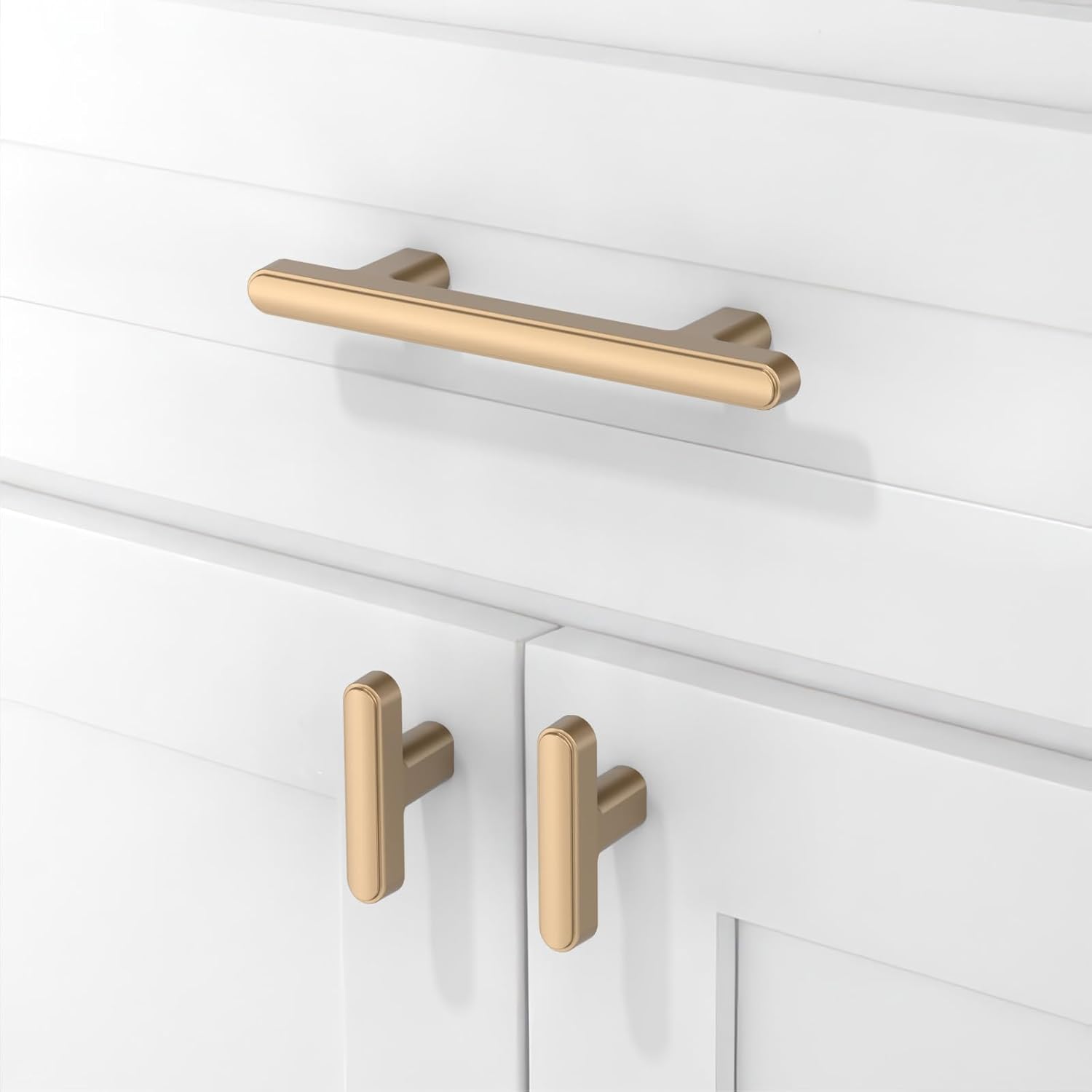 10 Pack Champagne Bronze Cabinet Pulls 3 Inch(76mm) Kitchen Cabinet Handles Solid Zinc Alloy Cabinet Hardware Drawer Pulls