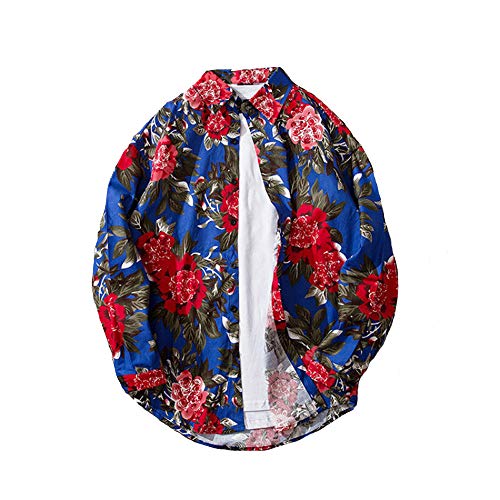 KUXUAN Hombres Vintage Japonés Kimono? Chaqueta De Punto con Estampado De Frente Abierto De Manga Larga Suelta Informal De Japón para Hombre,A-USL/TagXL