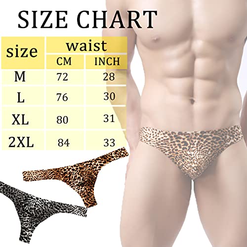 Men's Leopard Thong Underwear Bikini Low Rise G-String Sexy Lingerie Briefs UnderPanties Bulge Pouch Underwear 5