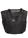 Saltwater Canvas Family Mesh Whale Bag, Sand & Waterproof base, 9 pockets, Black