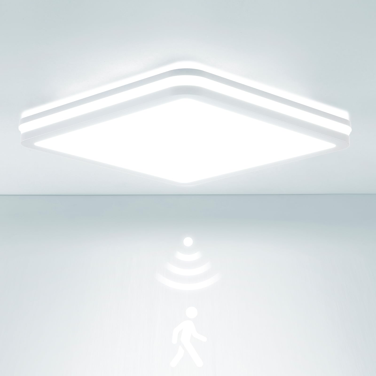 LEZOE IP65 LED Deckenleuchte mit Bewegungsmelder, Radar 4000K