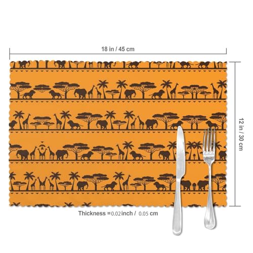 Sets de table imprimés faune africaine haut de gamme en polyester pour une table chic - 6