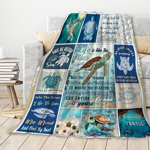 Sea Turtle Blanket Sea Turtle Gifts for Women Throw Blanket,Turtle Gifts for Turtle Lovers,Bed Blanket Cozy Air Conditioning Blanket Plush Blanket for Bedroom Living Sofa,60
