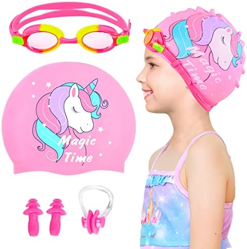 Kids Swim Caps for Girls (Age 2-6), Durable Waterproof Silicone S...