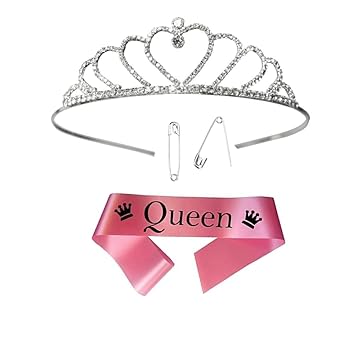 Unique Creations Birthday Girl Sash & Crown Set | Tiara for Girls Women Party Crown Sash Combo 2 Pc Birthday Accessories |Tiara For Girls | Dress Up Costume Party Decoration Gift Set Tiara Crown