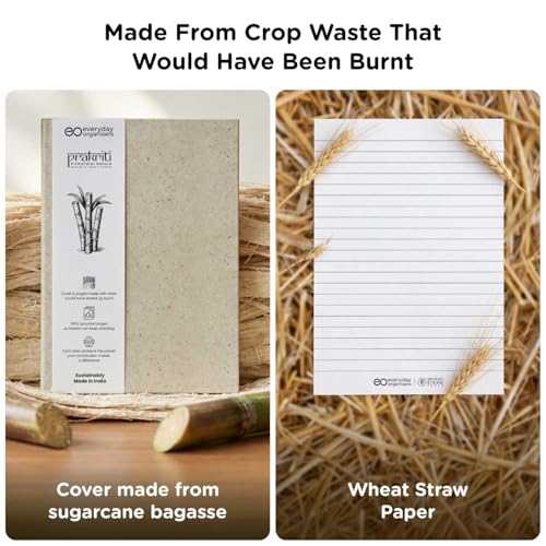 Image of eo Diary for Women & Men | Cover Made from Sugarcane Waste & Wheat Straw Pages | A5 Undated Note Book | Personal Journaling, Daily Planner, Gratitude Diaries Office Executive Diary