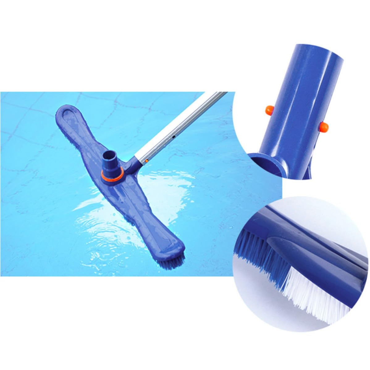 GALPADA Cepillo Barrido en Seco o Húmedo Cepillo de Limpieza, de 20 Pulgadas Cerdas de Plástico, Plástico y Aluminio, Azul, para Piscina, para Paredes y Suelos