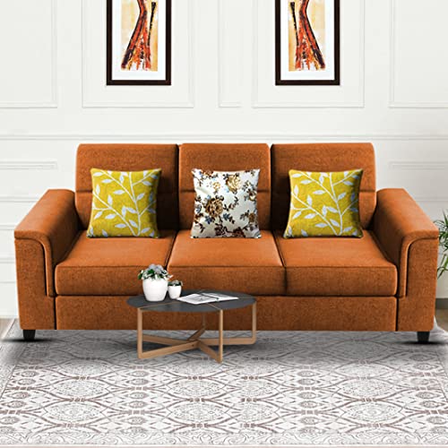 Image of Casaliving Nancy 3 Seater Sofa Set for Living Room | Colour - Orange