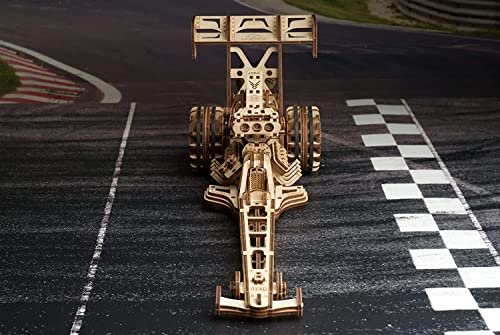 Ugears Kit Modellino Auto Da Costruire - Dragster Modellismo Da Costruire Adulti E Bambini Con Un Potente Motore Ad Elastico - Auto Da Corsa Puzzle 3D Legno - Modellini Da Costruire Wooden Puzzle - 6