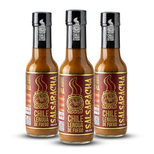 Image of Chile Lengua de Fuego Salsaracha - Sriracha-Style Scotch Bonnet & Jalapeno Salsa Hot Sauce, Medium, 5 oz Bottle (Pack of 3)