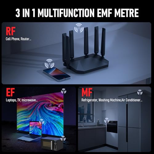 Image of YOJOCK EMF Meter,3 in 1 EMF Detector Electromagnetic Field Radiation Detector EMF Reader for EF,MF,RF,EMF Detector Meter for Home EMF Inspections,Office,Outdoor,Ghost Hunting (Bright Red)