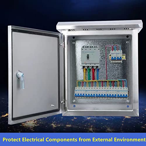 304 Stainless Steel Electrical Box 20'' X 16'' X 8'' Outdoor Electrical Enclosure Box 20" H X 16" W X 8" D With Mounting Plate Weatherproof Anti-Rust And Anti-Corrosion #TOP1