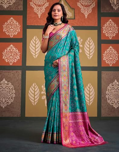Image of MADHUHANSH Women's Cotton Linen Saree with Unstitched Blouse Piece and Floral Printed Pattern | Women Saree for Special Occasion | Stylish Modern Sarees