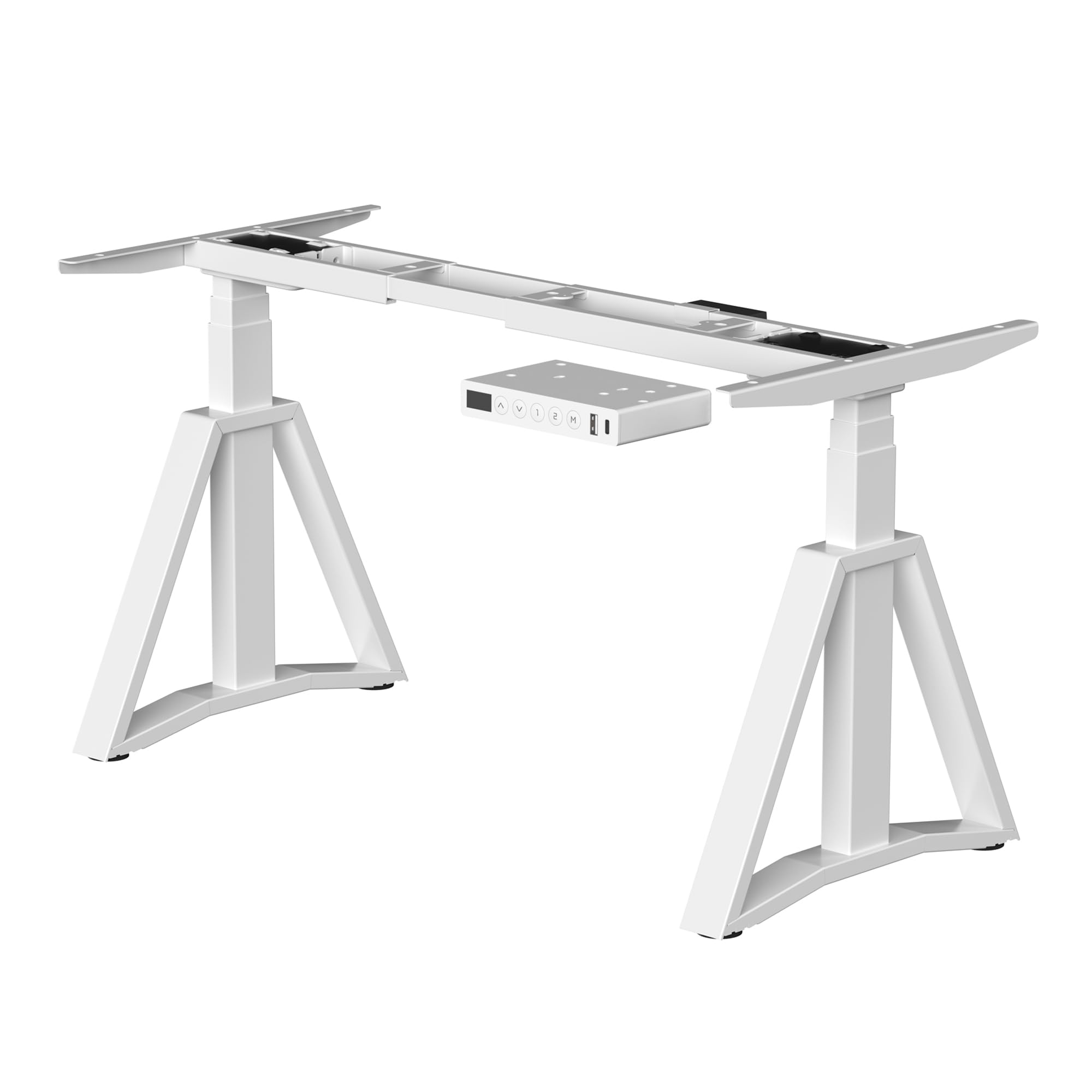 fromann electric height adjustable sitting standing desk frame dual motors 3 stages sit stand desk base legs only white