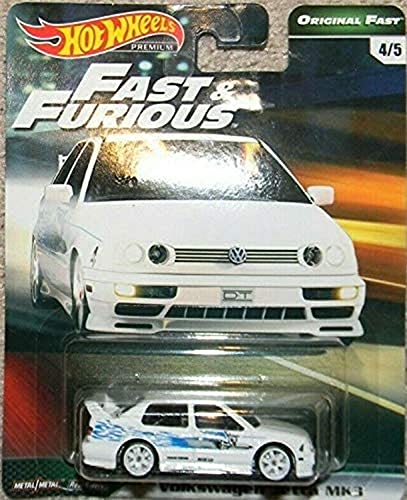 Image of Hot Wheels Compatible Volkswagen Jetta MK3 White 4 /5 Premium 2019 Real Riders Fast & Furious Series 1:64 Scale Collectible Die Cast Model Car