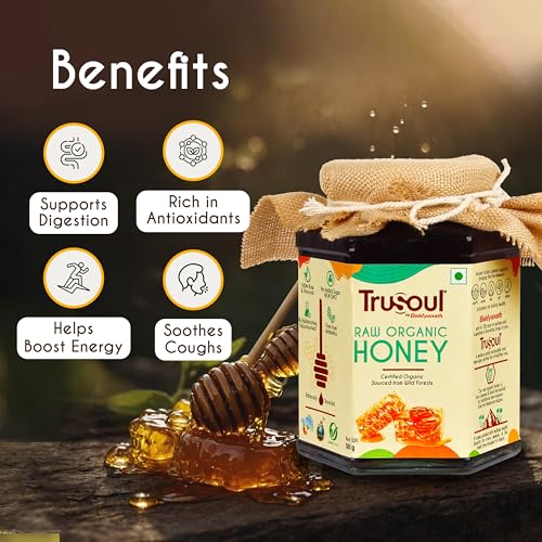 Image of TruSoul By Baidyanath Raw Organic Honey - 500gm | NPOP Organic Certified, Sourced from Himalayas | 100% Raw & Natural | No Added Sugar | Unprocessed, Unpasteurized -(Pack of 1)