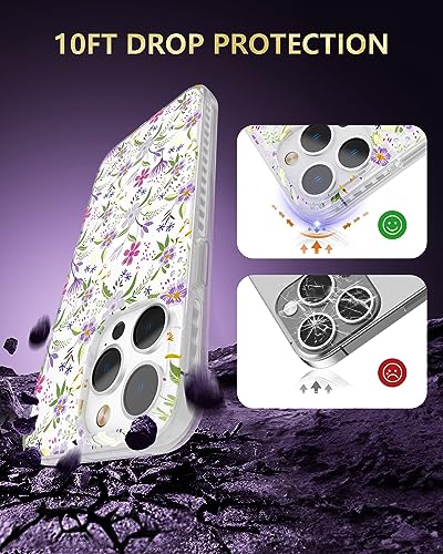 Coque iPhone 15 Pro transparente Scorpify au motif floral violet