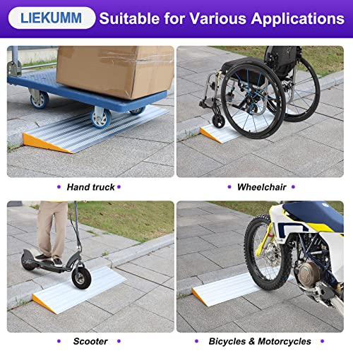 Liekumm 1" H X 35.4" W 1700Lbs Capacity Threshold Ramp For Transition Threshold, Step, Doorways, Supermarket Entry And Garage, Lightweight Aluminum Non Slip Mobility Assistance Threshold Ramp #TOP4