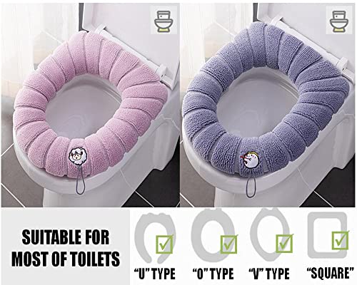 Hitopin 6PCS Toiletten Sitzbezug Sitz, Toilettensitzabdeckung, WC Sitzwärmer, Waschbar Wc Sitzwärmer Kissen, Toilettensitzkissen, Für Toilettensitze (6 Farben) – Bild 4