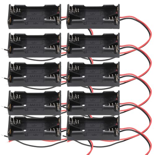 Niiyen 10pcs 2X 3X AAA Battery Holder, Battery Power Case Plastic Box, with Wire Lea d (Section 2)