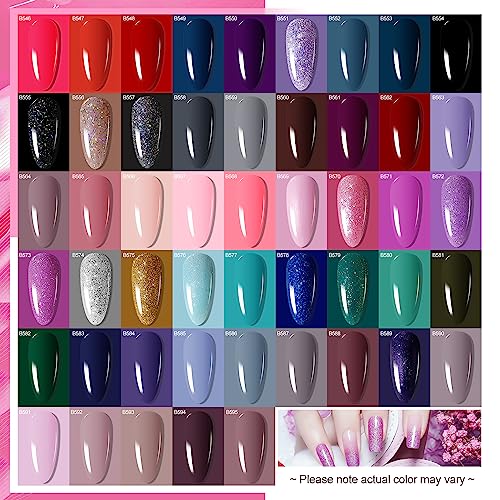 JODSONE-100-PCS-Gel-Nail-Polish-Starter-Kit-with-U-V-Light-95-Colors-Macarons-Combined-with-Dark-Colors-Nail-Gel-No-Wipe-Base-Coat-Top-Matte-Coat-Long-Lasting-Shine-Gel-Polish