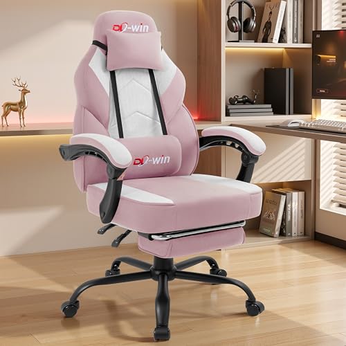 Image of DL-win Video Gaming Chair for Adults, Computer Chair with Footrest and Ergonomic High Back, Big and Tall Gamer Chair with Massage Lumbar Support (Blush)