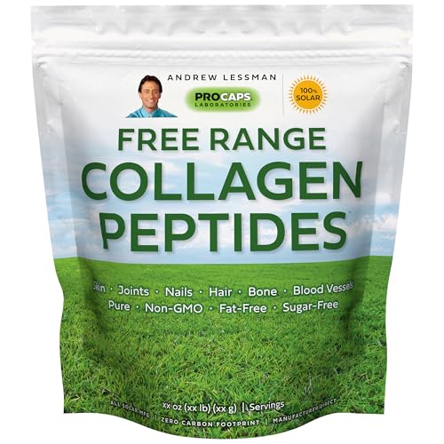 ANDREW LESSMAN Free Range Collagen Peptides Powder 120 Servings - Supports Smooth Soft Skin, Comfortable Joints. Pure. Super Soluble. Unflavored. No Sugar. No Additives.