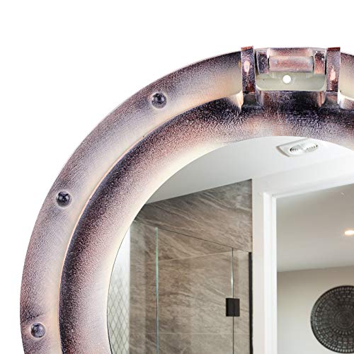 Antique Purple Rustic Patina Nautical Maritime Ship's Porthole Frame | Wall & Bathroom Sculpture Aluminum Porthole | Home Decor Ideas | Round Glass Hanging Porthole (Reflective Mirror, 30 Inches) - Image 3