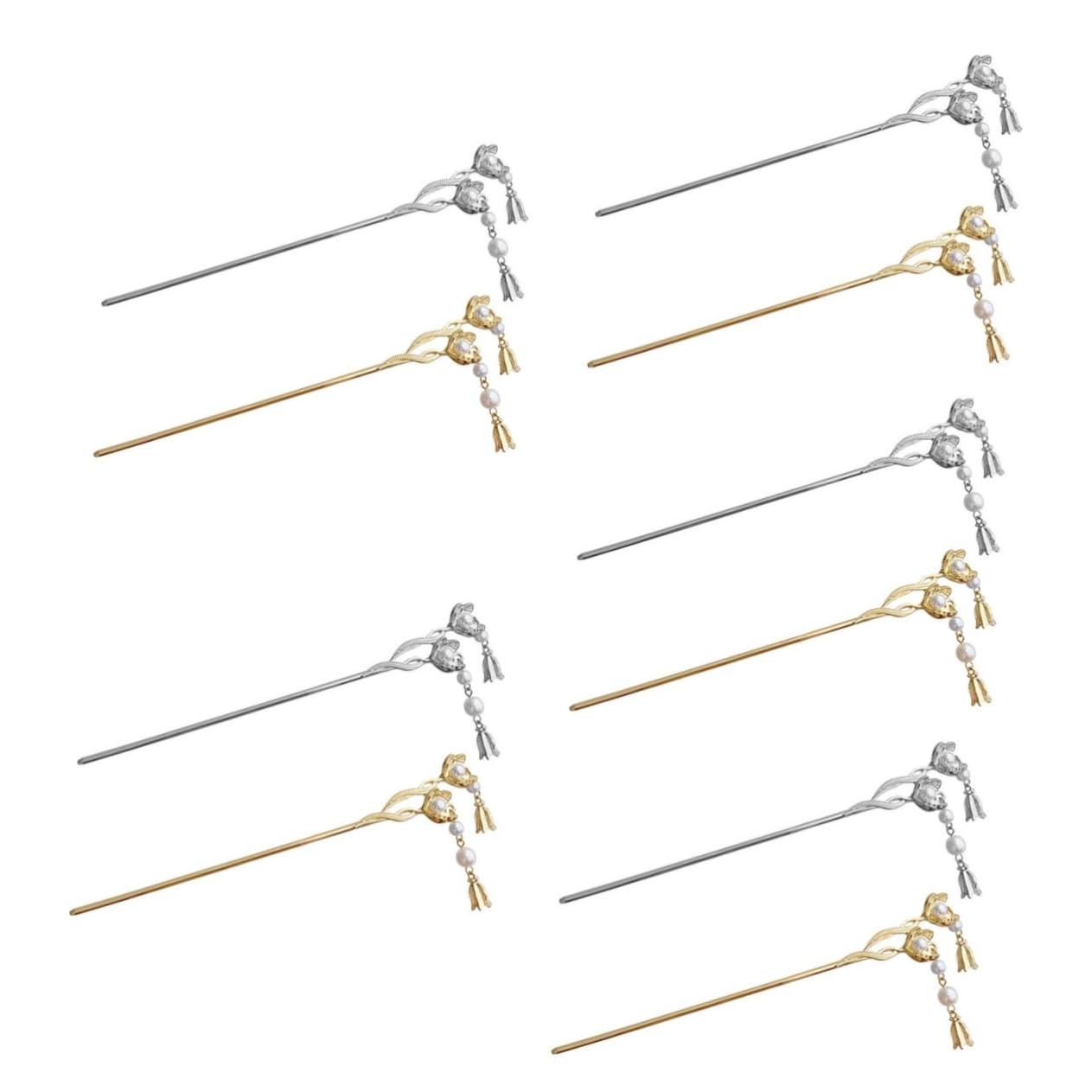 minkissy 10pezzi Forcine Per Stile Cinese Con Fiori e Perle Eleganti Accessori Per Acconciature Sposa e Bun Per Donne e Ragazze
