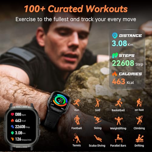 Smart Watch for Men Fitness Tracker: Military Waterproof Make Answer Call Digital Mens Watches Running Step Pedometer Smartwatch Android Phone iPhone Samsung Compatible Sleep SpO2 Heart Rate Monitor - Image 4