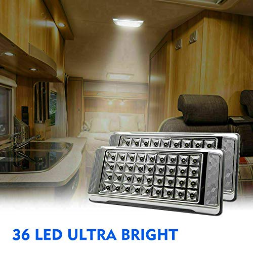 MACHSWON LED Ceiling Light, 12V Car Dome Interior Roof Lamp for Motorhome Caravan Camper RV Trailer Truck Vehicle Boat with 36 LED Lights, Super Bright